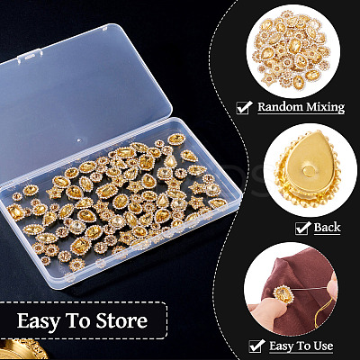 100Pcs Teardrop/Heart/Star Sew on Rhinestones GACR-TA0001-07G-1