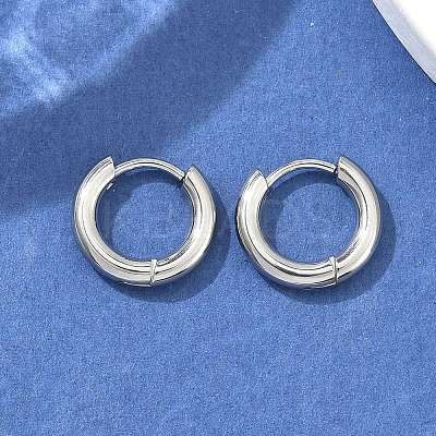 Tarnish Resistant 304 Stainless Steel Huggie Hoop Earrings EJEW-F111B-13mm-P-1