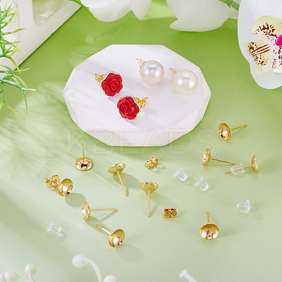 50Pcs Brass Earring Settings KK-TA0008-38A-1