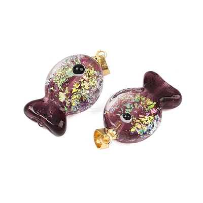 Handmade Dichroic Foil Lampwork Pendants DICH-G001-01G-10-1