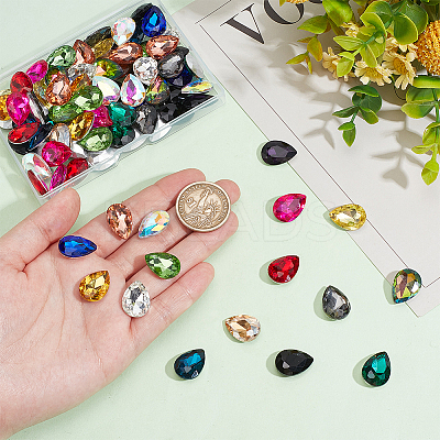 96Pcs 16 Colors Glass Rhinestone Cabochons GLAA-FG0001-17-1