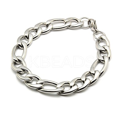 Tarnish Resistant Trendy 304 Stainless Steel Figaro Chain Bracelets STAS-A028-B018P-1