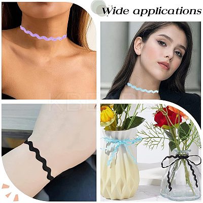 4 Strands 4 Colors Polyester Wave Bending Fringe Trim OCOR-GF0002-43B-1