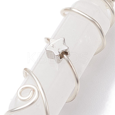 Natural Quartz Crystal Double Terminal Pointed Pendants PALLOY-JF02673-05-1