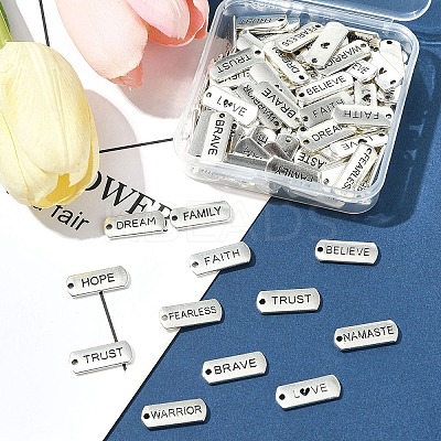 120Pcs 12 Styles Tibetan Style Alloy Rectangle Pendants FIND-FS0003-63-1