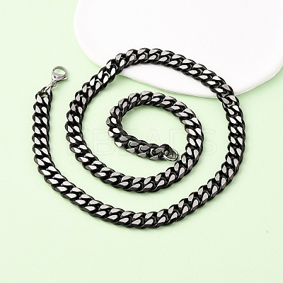 10MM 304 Stainless Steel Cuban Link Chain Necklaces NJEW-C099-04A-02-1