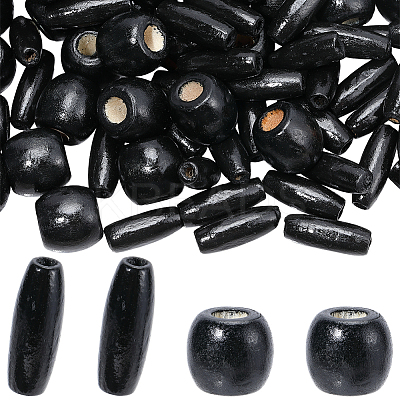 200Pcs 2 Styles Dyed Natural Wood Beads WOOD-PA0001-29A-1