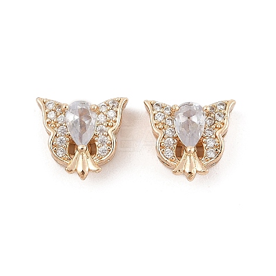 Rack Plating Brass Micro Pave Cubic Zirconia Beads KK-F879-08G-1