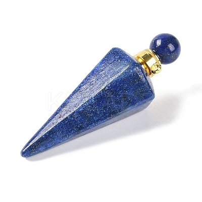 Dyed Natural Lapis Lazuli Faceted Cone Openable Perfume Bottle Big Pendants G-L524-18G-09-1