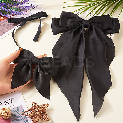 3Pcs 3 Styles Cloth Big Bowknot Hair Barrettes AJEW-TA0001-86-1