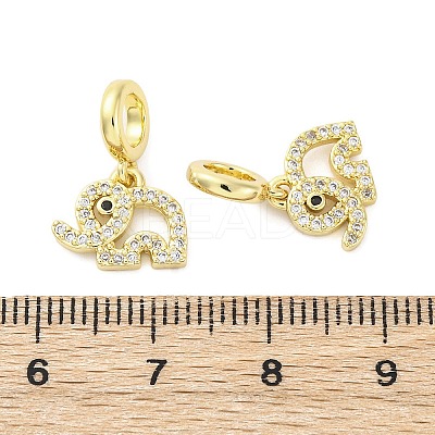 Brass Micro Pave Cubic Zirconia European Dangle Charms KK-D325-11G-1