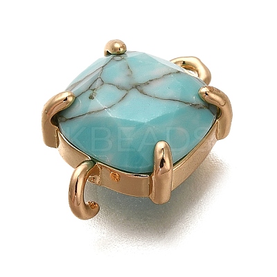 Brass Glass Imitation Gemstone Connector Charms KK-Z076-01G-06-1