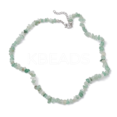 Natural Green Aventurine Chip Beaded Necklace NJEW-JN04615-14-1