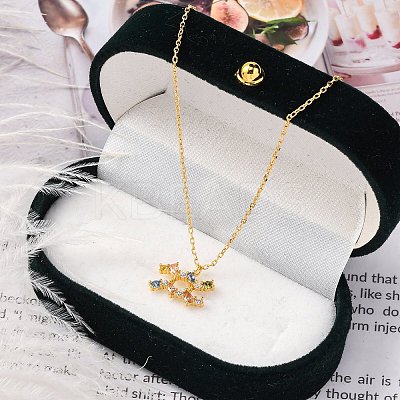 925 Sterling Silver Colorful Cubic Zirconia Constellation Pendant Cable Chain Necklaces for Women STER-R009-01G-11-1