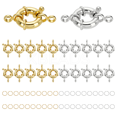 20Pcs 2 Colors Rack Plating Brass Spring Clasps KK-ME0003-47-1