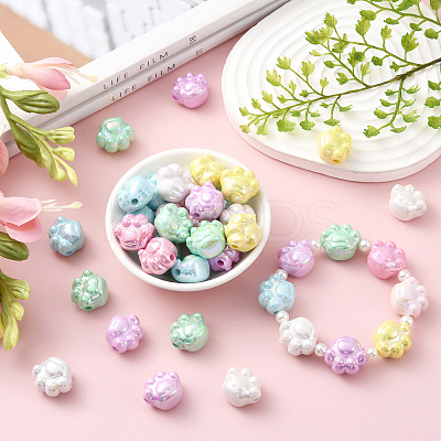 70Pcs 7 Colors Opaque Acrylic Cat Paw Beads MACR-CJ0001-48-1