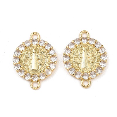 Brass Pave Cubic Zirconia Connector Charms KK-L251-21G-02-1