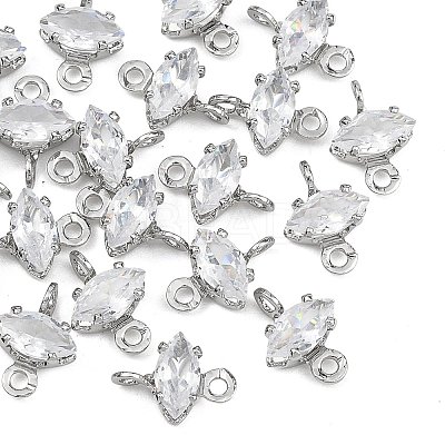 SHEGRACE Brass Pave Cubic Zirconia Horse Eye Connector Charms XGRQ2O435-436A-P-1