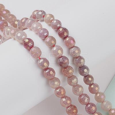 Round Natural Electroplated Strawberry Quartz Beads G-P447-B04-01-1