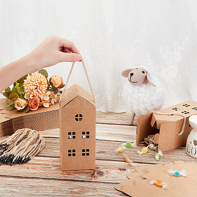 House Shaped Kraft Paper Candy Totes CON-WH0105-01-1