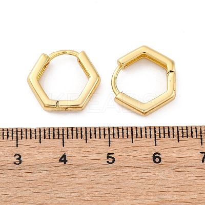 Brass Hexagon Hinged Hoop Earrings for Women EJEW-P206-11G-1