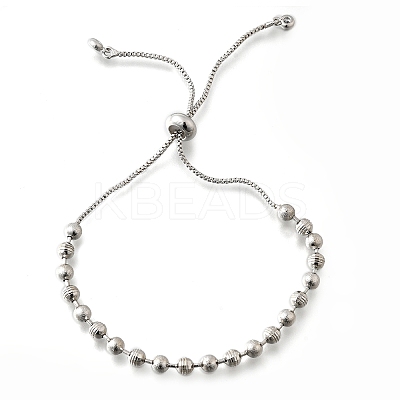 Brass Round Beads Slider Bracelets for Women BJEW-D317-13P-1