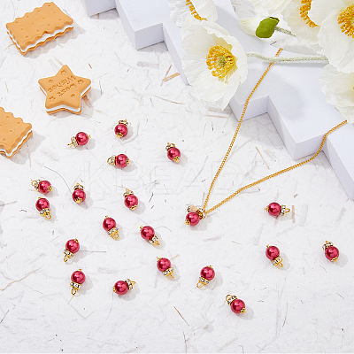 80Pcs Glass Pearl Pendants PALLOY-FH00015-1