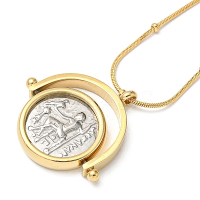 Ion Plating(IP) 304 Stainless Steel Rotatable Alexander Pendants Necklaces NJEW-K259-07G-1
