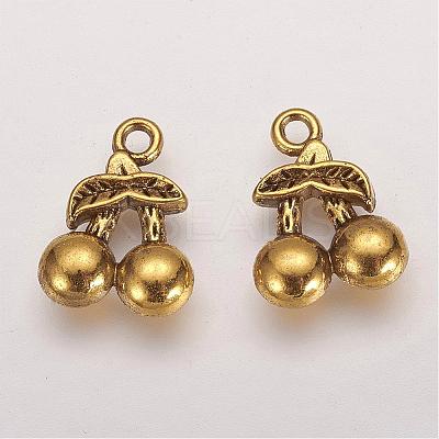 Tibetan Style Alloy 3D Cherry Charms TIBEP-23493-AG-RS-1