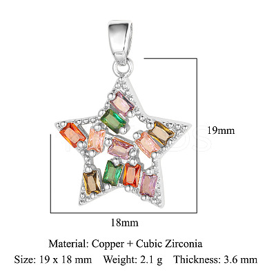 Brass Colorful Cubic Zirconia Pendants ZIRC-OY001-14P-1