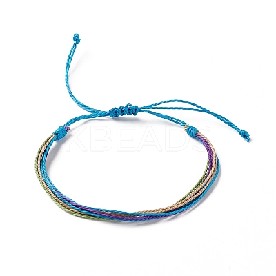 4Pcs 4 Style Alloy & Glass Braided Bead Bracelets Set BJEW-B065-09E-1