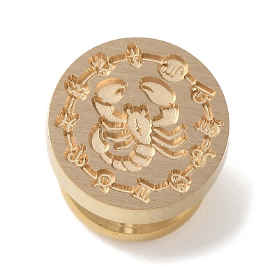 Golden Plated Round Shaped Wax Seal Brass Stamp Head STAM-K002-01G-10-1