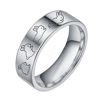 Rabbit Pattern 201 Stainless Steel Finger Rings for Couple FS-WG795E8-09-1