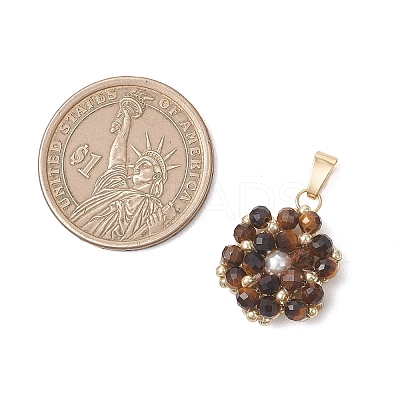 Natural Mixed Gemstone Faceted Round Cluster Flower Pendants PALLOY-MZ01197-1