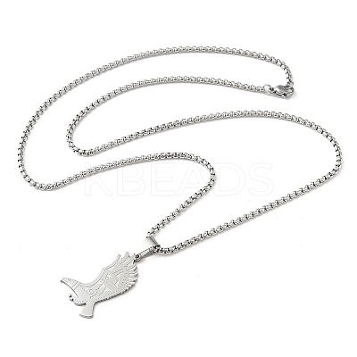 201 Stainless Steel Eagle Pendant Necklaces NJEW-H055-06P-1