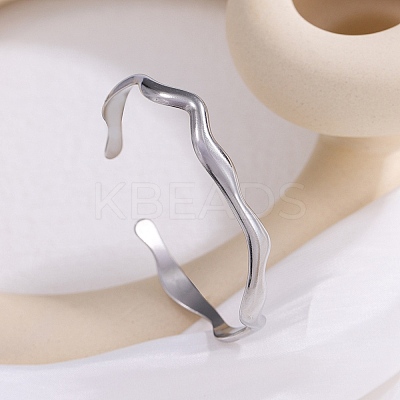 304 Stainless Steel Cuff Bangles for Women BJEW-B147-01P-1