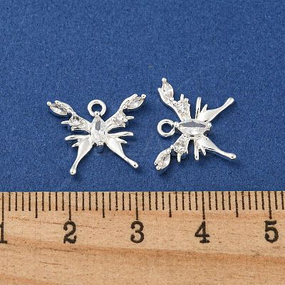 Brass Micro Pave Clear Cubic Zirconia Pendants KK-Z057-02S-1