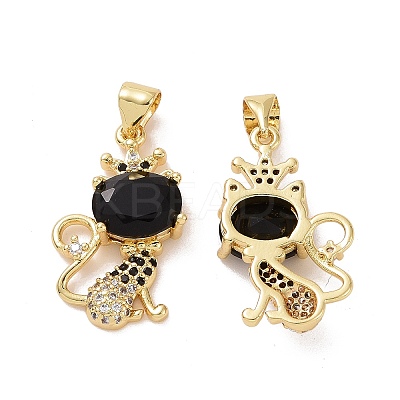 Brass Micro Pave Cubic Zirconia Pendants ZIRC-F134-20G-02-1