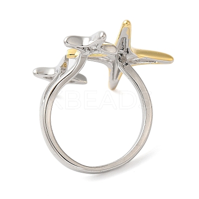 Star Brass Open Cuff Rings for Women RJEW-B062-14GP-1