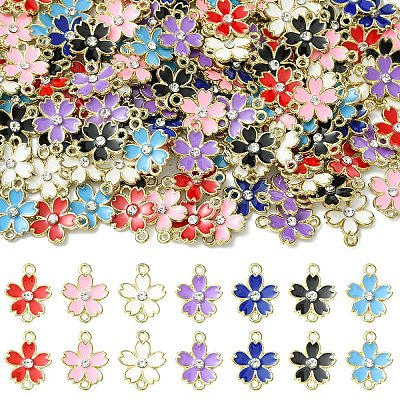 20Pcs Alloy Enamel 5-Petal Flower Connector Charms FIND-YW0009-33A-1