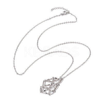 Crystal Stone Cage Pendant Necklaces NJEW-JN04756-03-1