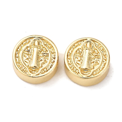 Flat Round Brass Beads KK-K408-64G-01-1