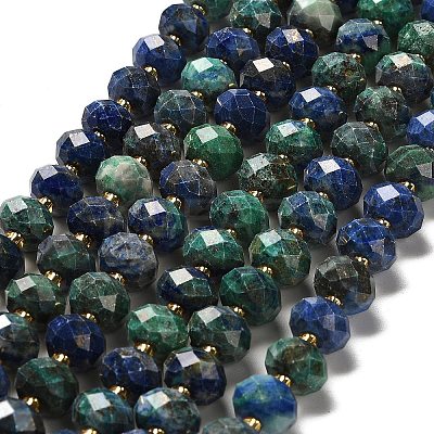 Natural Chrysocolla and Lapis Lazuli Beads Strands G-P573-A64-10x6mm-1