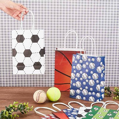 25Pcs 5 Colors Rectangle with Sport Good Pattern Paper Bags CARB-OC0001-01-1