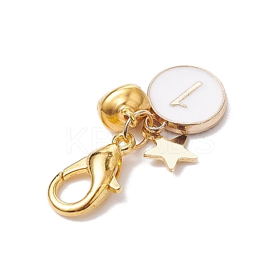 Flat Round with Number 0~9 Alloy Enamel Pendant Decorations HJEW-JM02357-1