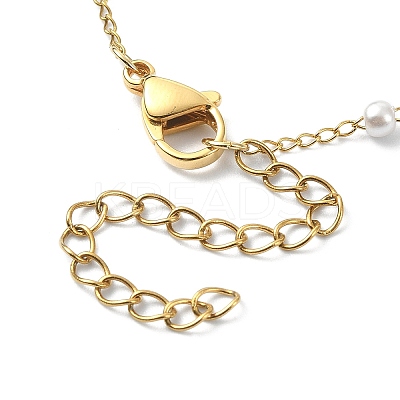 Glass Pearl Round Beaded Chain Necklace NJEW-JN04336-1