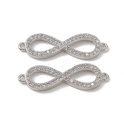 Brass Micro Pave Clear Cubic Zirconia Connector Charms KK-E068-VB385-1