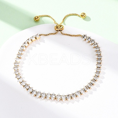 304 Stainless Steel Pave Clear Cubic Zirconia Tennis Bracelets BJEW-G754-03G-04-1