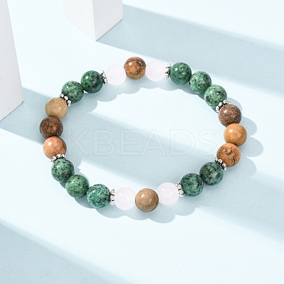 Natural Lapis Lazuli & Sodalite & Amethyst & Glass Beads Stretch Bracelets for Women Men BJEW-P398-01F-1