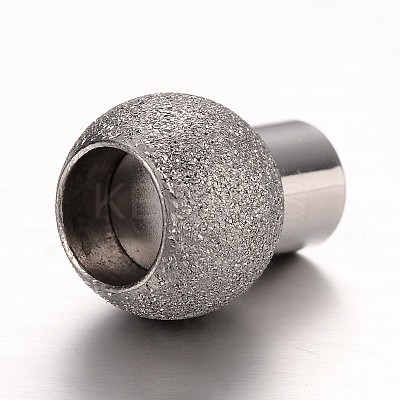 Tarnish Resistant Textured 304 Stainless Steel Column Magnetic Clasps with Glue-in Ends STAS-I045-11P-1